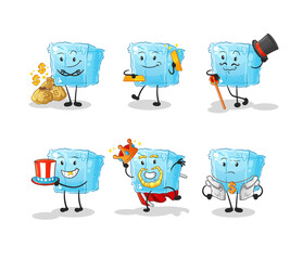 ice cube rich character. cartoon mascot vector