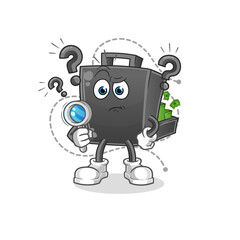 money briefcase searching illustration. character vector