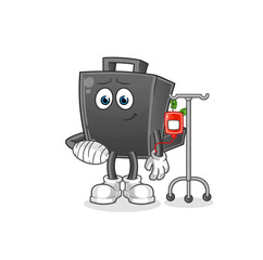 money briefcase sick in IV illustration. character vector