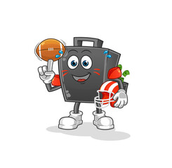 money briefcase playing rugby character. cartoon mascot vector