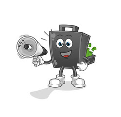 money briefcase holding hand loudspeakers vector. cartoon character