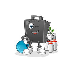 money briefcase play bowling illustration. character vector
