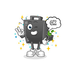 money briefcase agree mascot. cartoon vector
