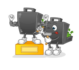 money briefcase sculptor character. cartoon mascot vector
