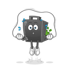 money briefcase jump rope exercise. character vector