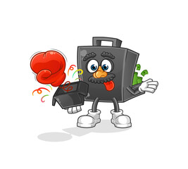 money briefcase prank glove in the box. cartoon mascot