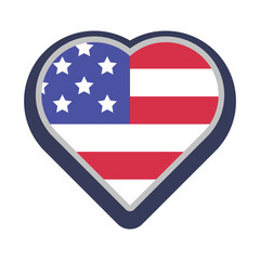 USA flag heart. United States of America national symbol. American love emblem.