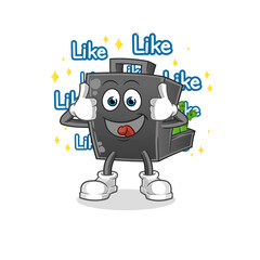 money briefcase give lots of likes. cartoon vector