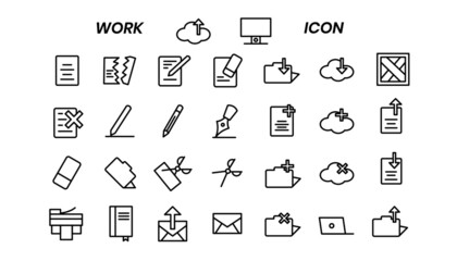 Line style work icon set