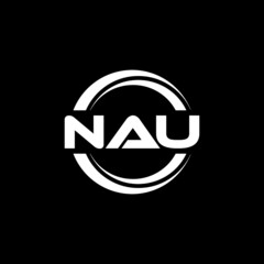 NAU letter logo design with black background in illustrator, vector logo modern alphabet font overlap style. calligraphy designs for logo, Poster, Invitation, etc.