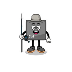 Mascot Illustration of keyboard control button fisherman