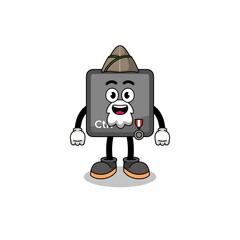 Character cartoon of keyboard control button as a veteran