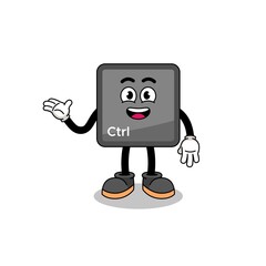 Fototapeta premium keyboard control button cartoon with welcome pose