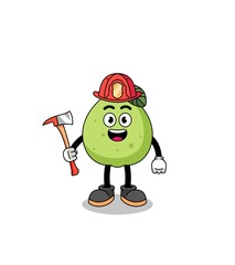 Cartoon mascot of guava firefighter