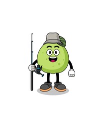 Mascot Illustration of guava fisherman