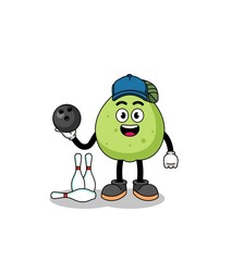 Mascot of guava as a bowling player
