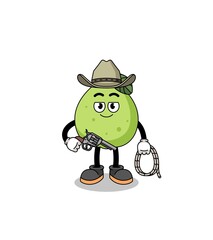 Character mascot of guava as a cowboy