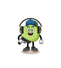 Character mascot of guava doing shooting range