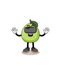 Illustration of guava with a vr headset