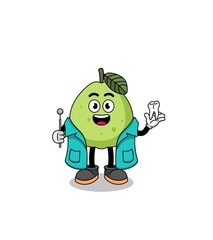 Illustration of guava mascot as a dentist