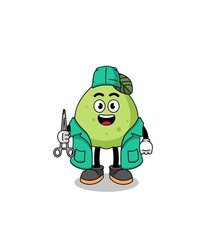 Illustration of guava mascot as a surgeon