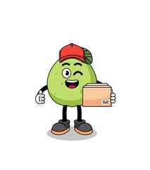 guava mascot cartoon as an courier