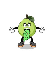 guava mascot cartoon vomiting