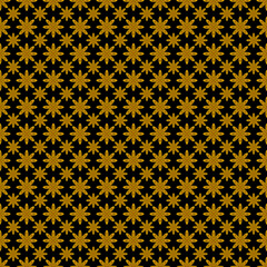 Seamless small gold floral pattern for wallpaper and beautiful retro ethnic tribal fabric pattern on a black background.