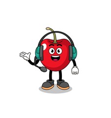 Mascot Illustration of cherry as a customer services