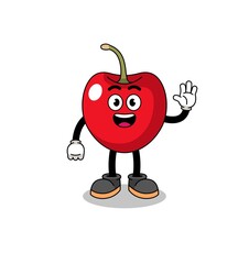 cherry cartoon doing wave hand gesture