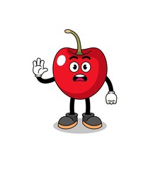 cherry cartoon illustration doing stop hand