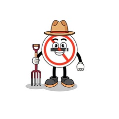 Cartoon mascot of no smoking sign farmer