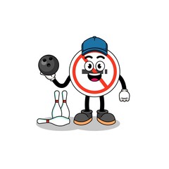 Mascot of no smoking sign as a bowling player