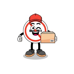 no smoking sign mascot cartoon as an courier
