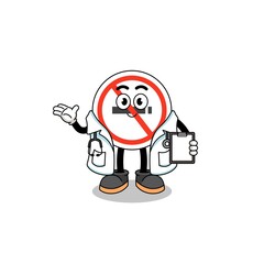 Obraz premium Cartoon mascot of no smoking sign doctor