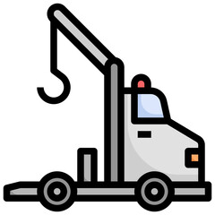 TOE TRUCK filled outline icon,linear,outline,graphic,illustration