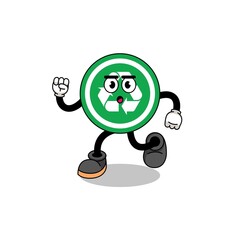 running recycle sign mascot illustration