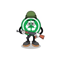 Cartoon of recycle sign soldier