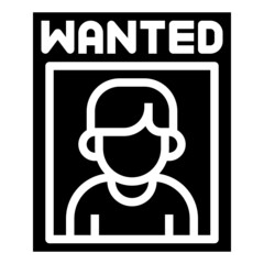 WANTED glyph icon,linear,outline,graphic,illustration