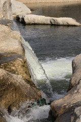 gushing water from two etched channels