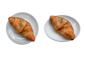 isolate fresh croissants on white dish