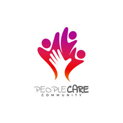Fototapeta premium hand and people logo charity, family icon template
