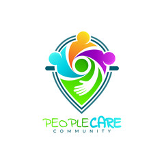 family design with location, people care logo template