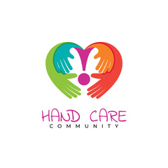 Love logo with han care logo template , colorful icon