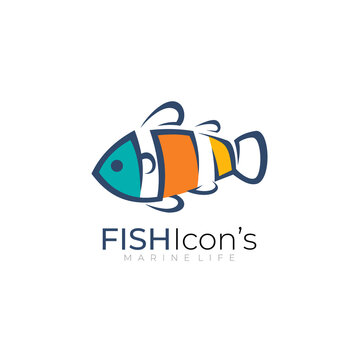 Fish logo vector image, simple line style