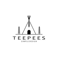teepees logo design, vector monoline illustration © DafaAbdillah