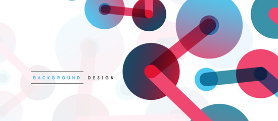 Line points connections geometric abstract background. Circles connected by lines. Trendy techno business template for wallpaper, banner, background or landing