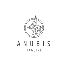 Anubis line logo icon design template flat vector