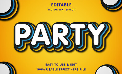 party editable text effect with modern and simple style, usable for logo or campaign title
