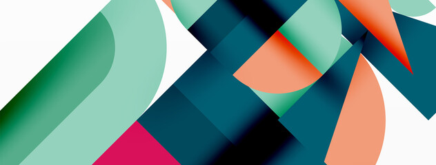 Obraz premium Minimal geometric abstract background. Circle square and triangle design. Trendy techno business template for wallpaper, banner, background or landing